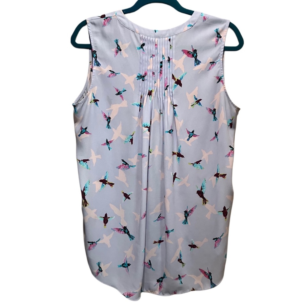 Nydj Light Blue Bird Patterned Button Relaxed Blo… - image 2